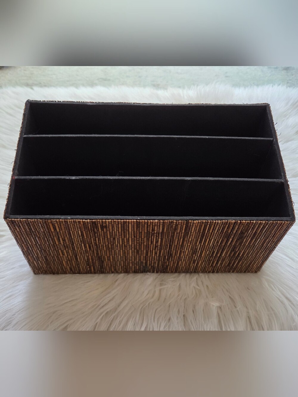 Vintage Pier 1 Imports Desktop Letter Box | Woven Bamboo Mail Sorter